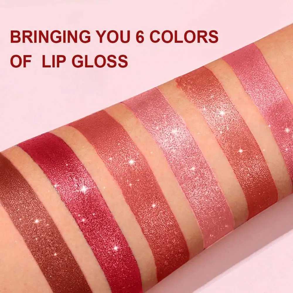 Pink Brown Metallic Glitter Lipstick Long Lasting Waterproof Shimmery Pearl Sparkling Lip Gloss Luxury Makeup G250729