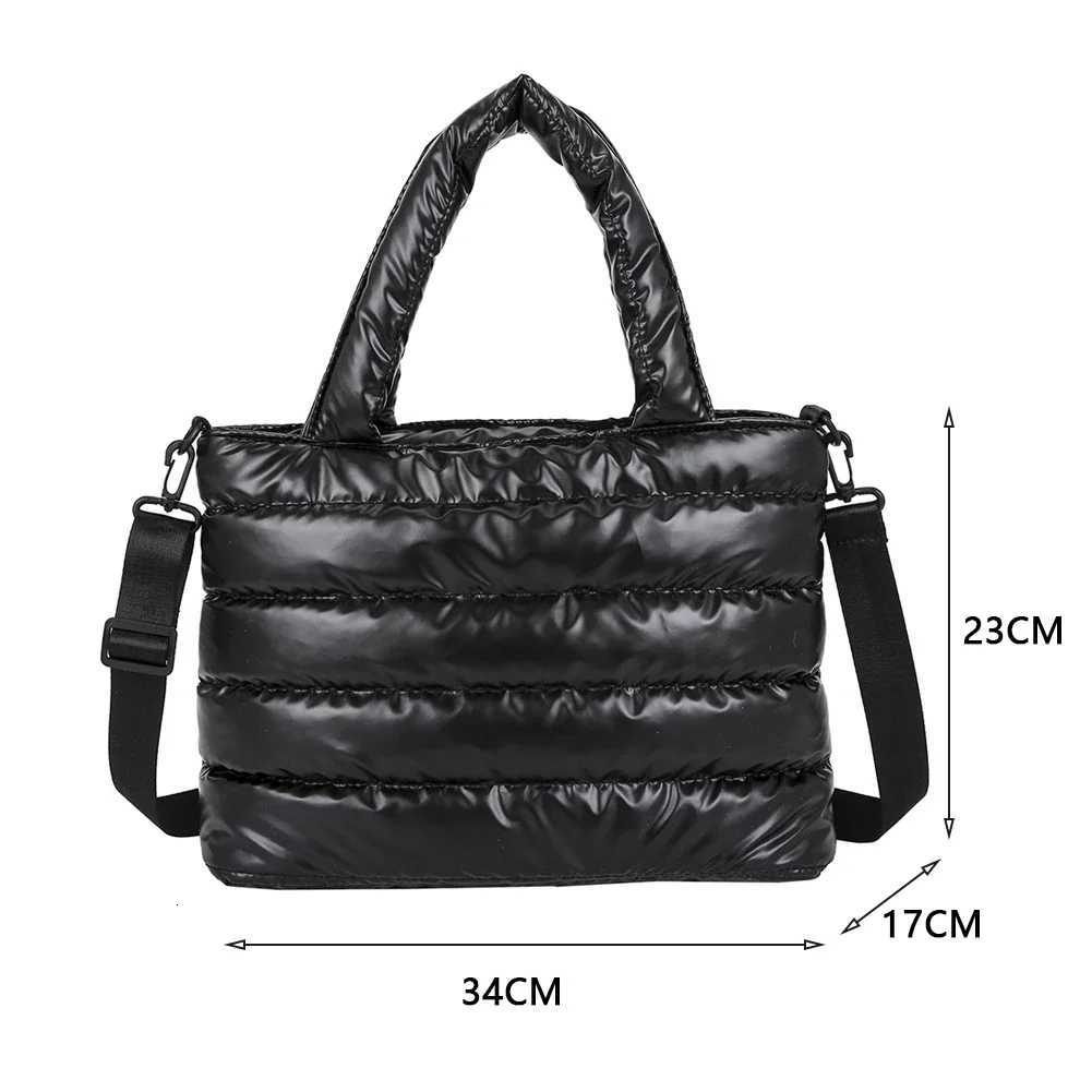 100% Nylon Thread Handbag Winter Korean Style Pure Color Top-handle Bags Y250730