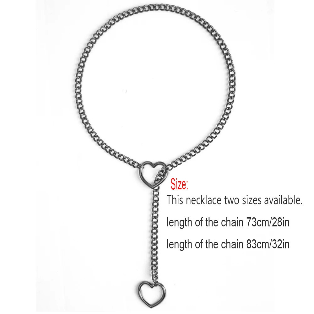 Heart Slip Chain Necklace For Women Punk Rock Love Choker Gifts Adjustable Goth Jewelry 250716