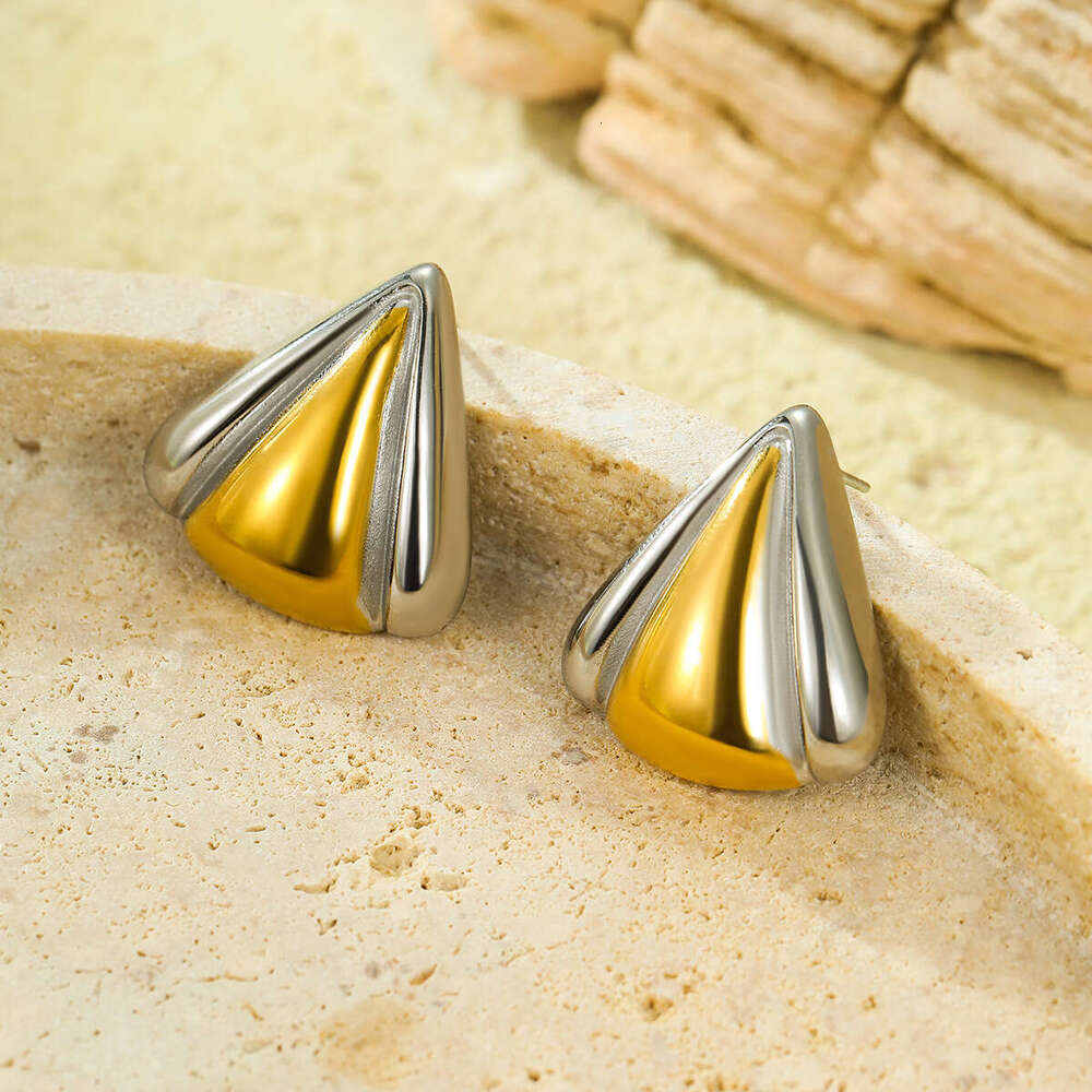 Stainless Autumn Winter Light High-end Feel Triangle Electroplated Fashion Titanium Steel Stud Earrings