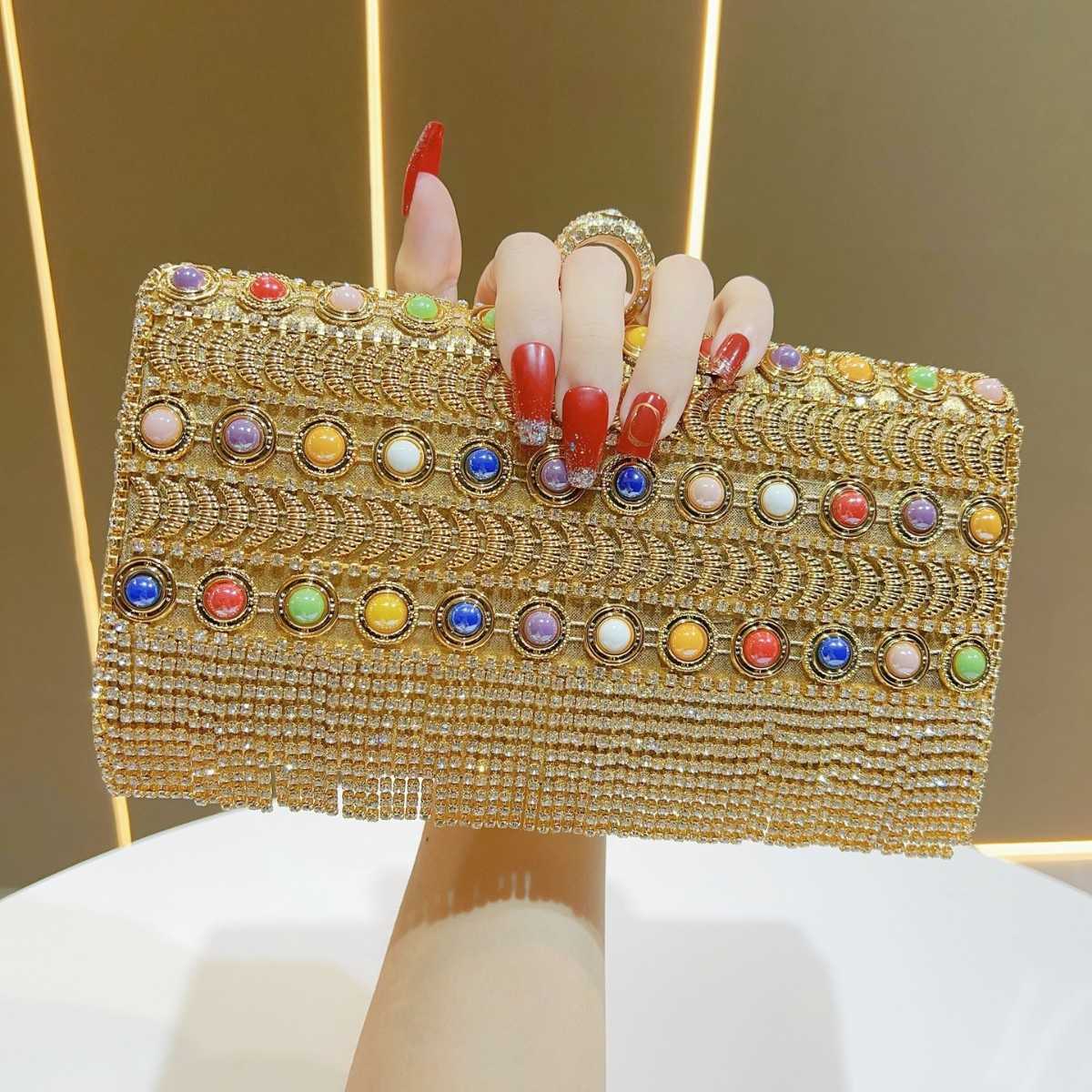 Tassel Evening Bag Rhinestone Dress Party Gift Bag Handheld Banquet Bag Light Luxury Sparkling Diamond Bag