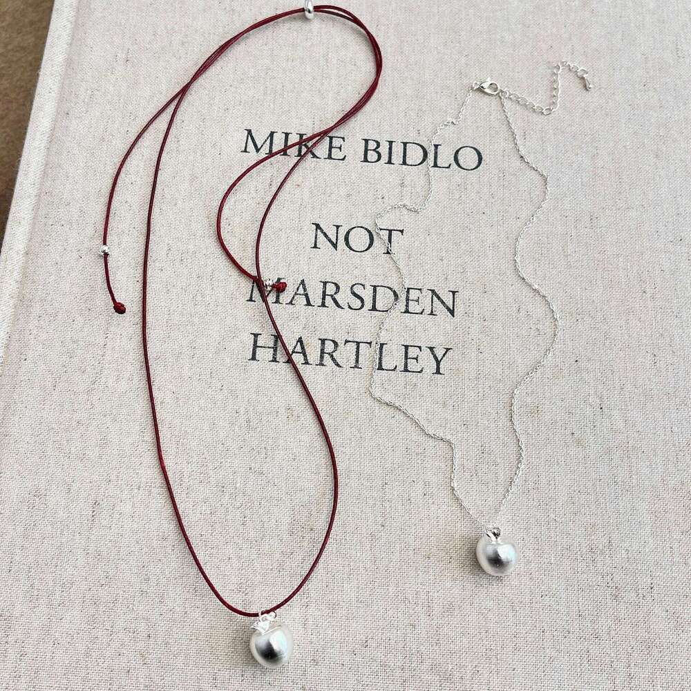 Korean Blogger Style Simple Apple Necklace for Women, Niche Design, Elegant Texture, Fashionable Ball Pendant Sweater Chain e1b