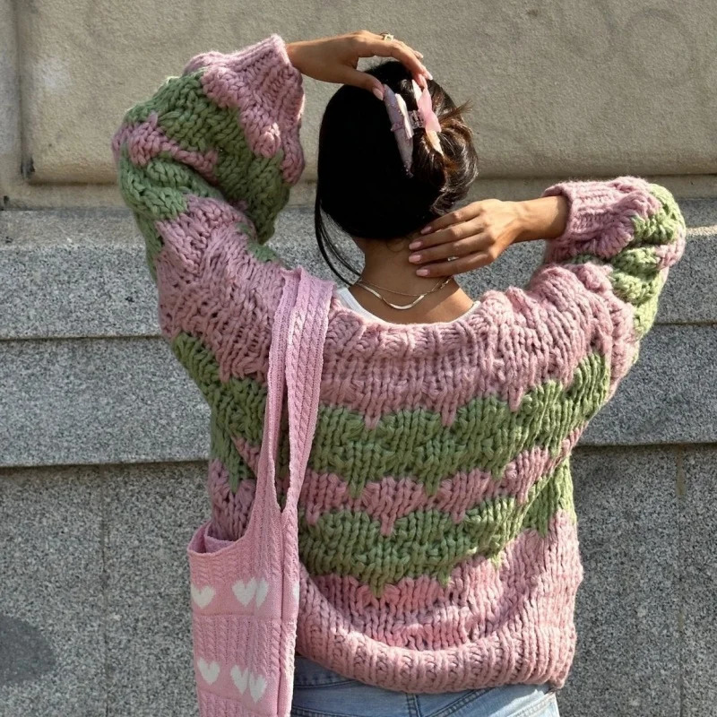 Stylish Patchwork Striped Knit Cardigans for Women Autumn Fashion Long Sleeve Open Front Sweaters Coats Streetwear Outwear 250730