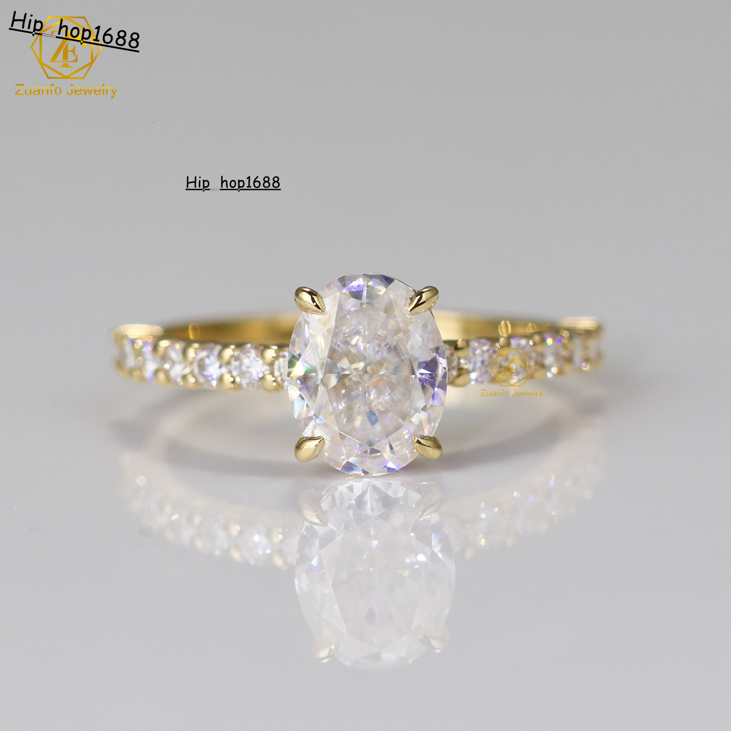 Professional Custom Factory Outlet New Design IGI Oval Shape Lab Grown Diamond Ring with HPHT CVD for Wedding or Engagement