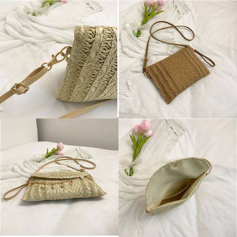 Straw Woven Clutch For Women Raffia Crochet Beach Rattan Casual Female Party Wedding Evening Bag New Summer Purse Handbag