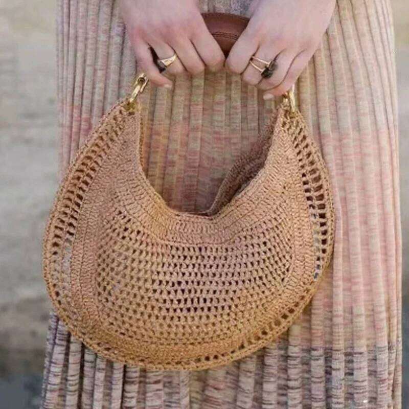 Classic Summer Beach Straw Woven Bags For Women Designer Handbag Purse 2025 New Handle Underarm Shoulder Bag