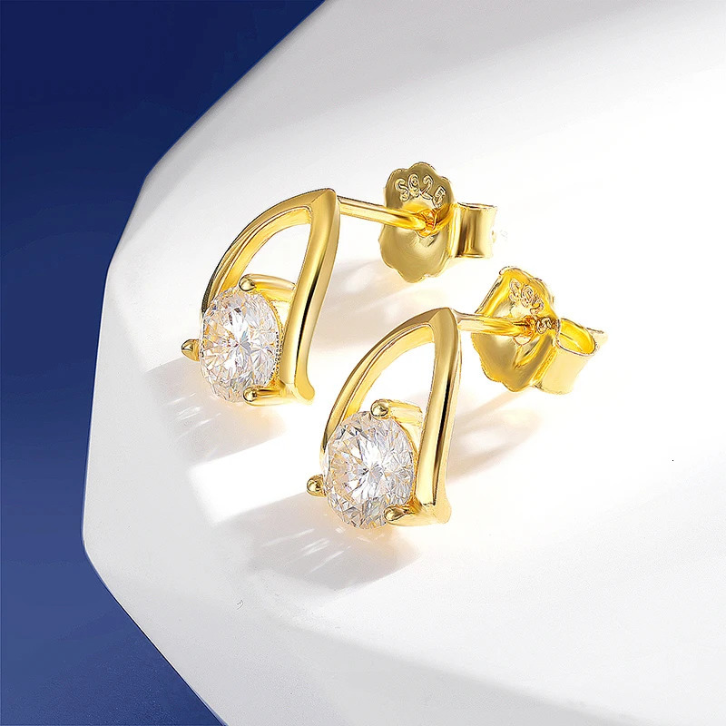 TBCYD 2CT D Color Round Stud Earrings For Women S925 Silver 18K Gold Plated Diamond Ear Studs Christmas Gifts Jewelry 250722