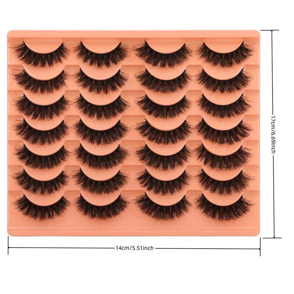 14 Pairs Natural Look False Eyelashes Thick Fluffy Faux Mink Lashes Pack Cat Eye Lashes That Look Like Extensions Black Z250730