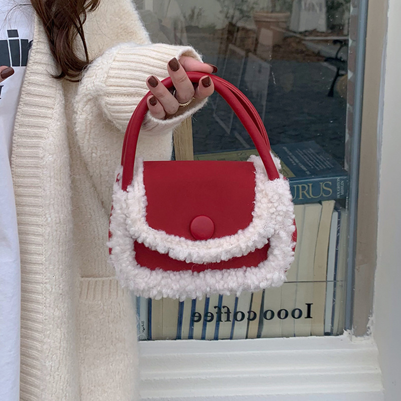 Designer Bag Autumn Winter Furry Bag For Women 2025 New Fashion Korean Retro Luxury Bag Handheld Small Square Bag Versatile Ins Style Single Shoulder 
