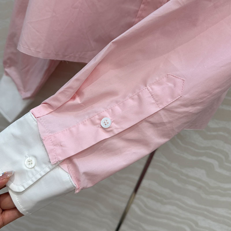 Women's Solid Color Cotton Cropped Shirt Y2K Classic Detachable Collar Single Breasted Shirt Ealry Autumn High Quality Top S0772