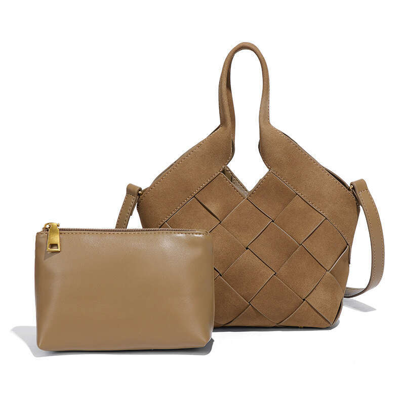 New Women Lazy Style Suede Handmade Tote Woven Handbag Single Shoulder Crossbody Bag
