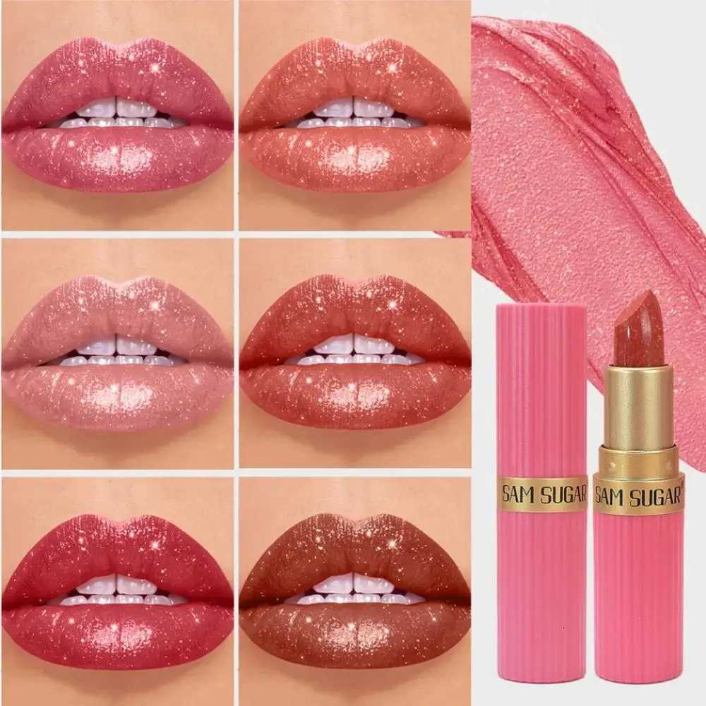 Pink Brown Metallic Glitter Lipstick Long Lasting Waterproof Shimmery Pearl Sparkling Lip Gloss Luxury Makeup G250729