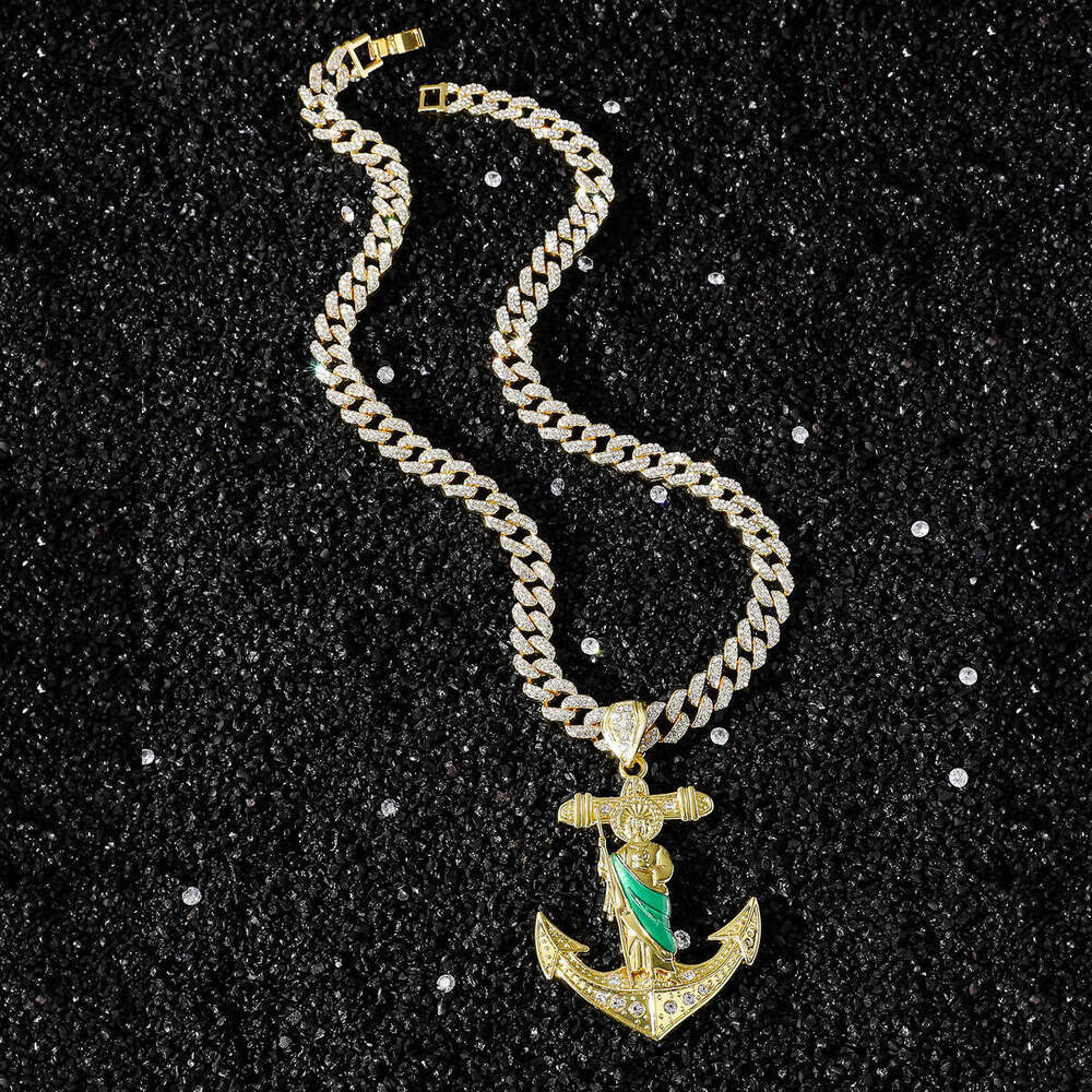 Personality Creative Hip-Hop Style Religious Saint Jude Statue Anchor Pendant