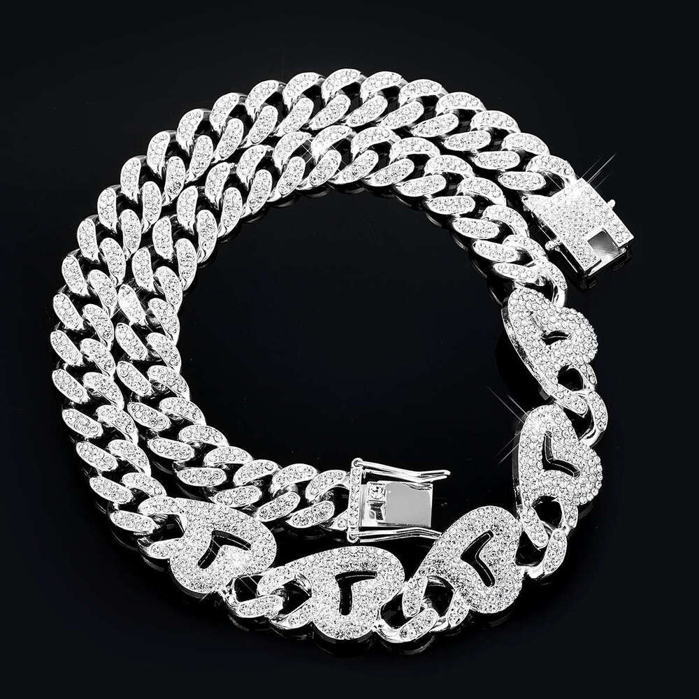 Hot Item for Men 13mm Classic Full Dia Cuban Chain Heart Splicing Necklace