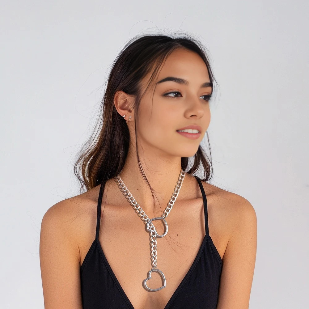 Heart Slip Chain Necklace For Women Punk Rock Love Choker Gifts Adjustable Goth Jewelry 250716