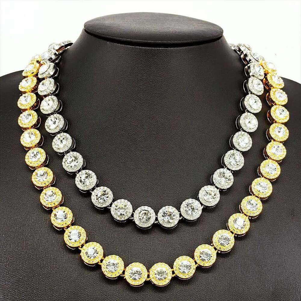 Hot Item Hip-Hop Necklace Multiple Specifications Creative Design Alloy Full Dia Round Cuban Chain Straight Hair