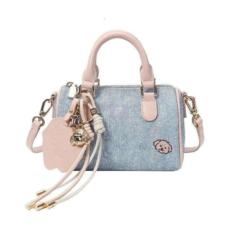 2025 New Soft Pink Morning Light Pillow Denim Fashion Single Shoulder Crossbody Handheld Stylish Women's Bag Trend