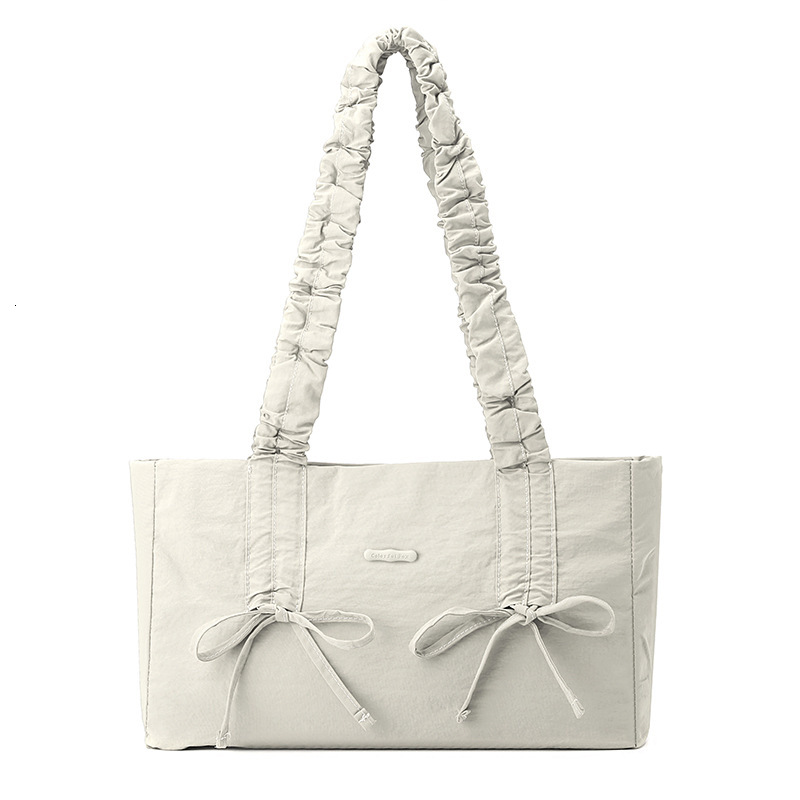 Colorful Fox Han So-hee Style Sweet Fresh Pleated Bowknot Single Shoulder Women's Bag Large Capacity Drawstring ddmymoon