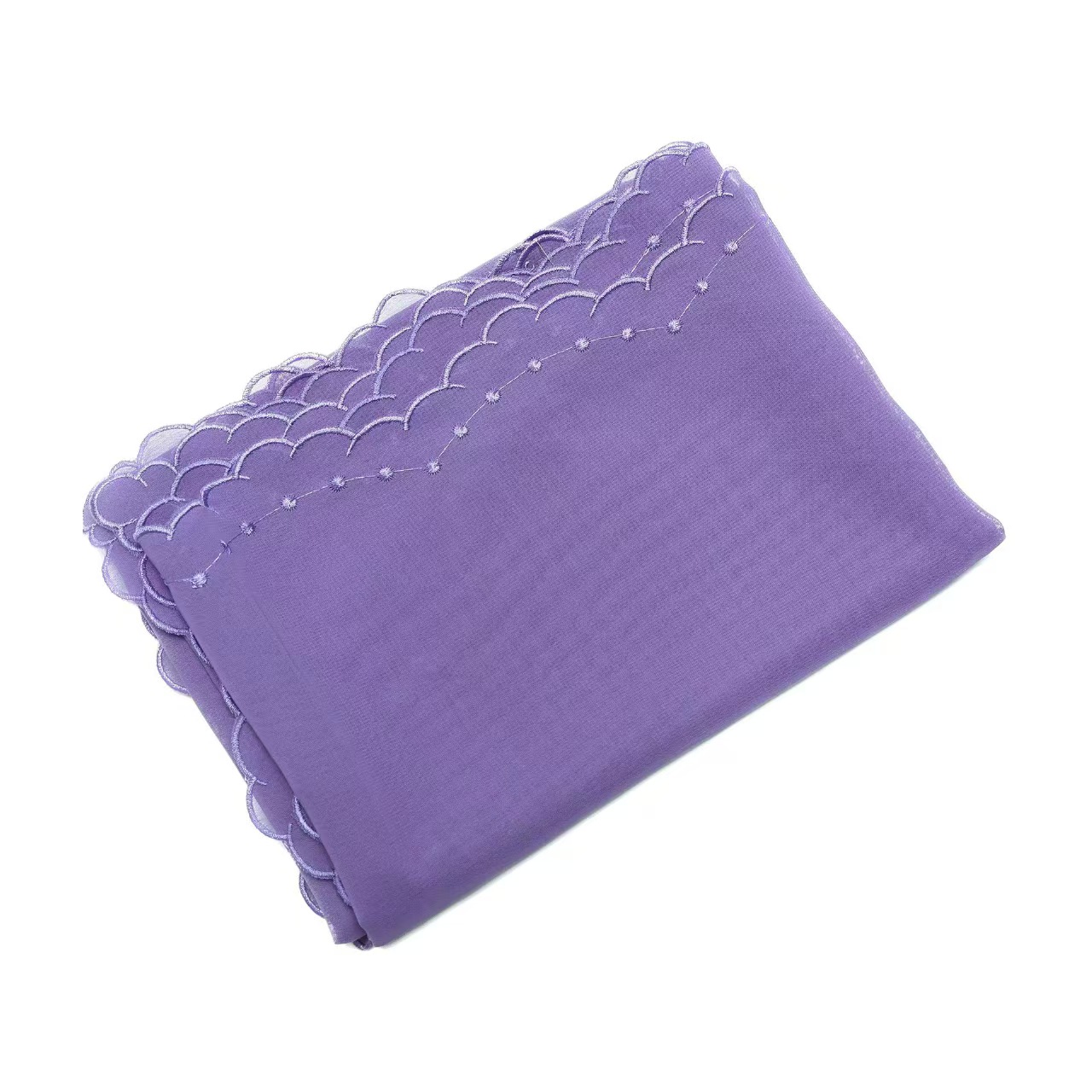 T1343 Chiffon Embroidered Scarf Wave Dots Embroidered Shawl Headscarf