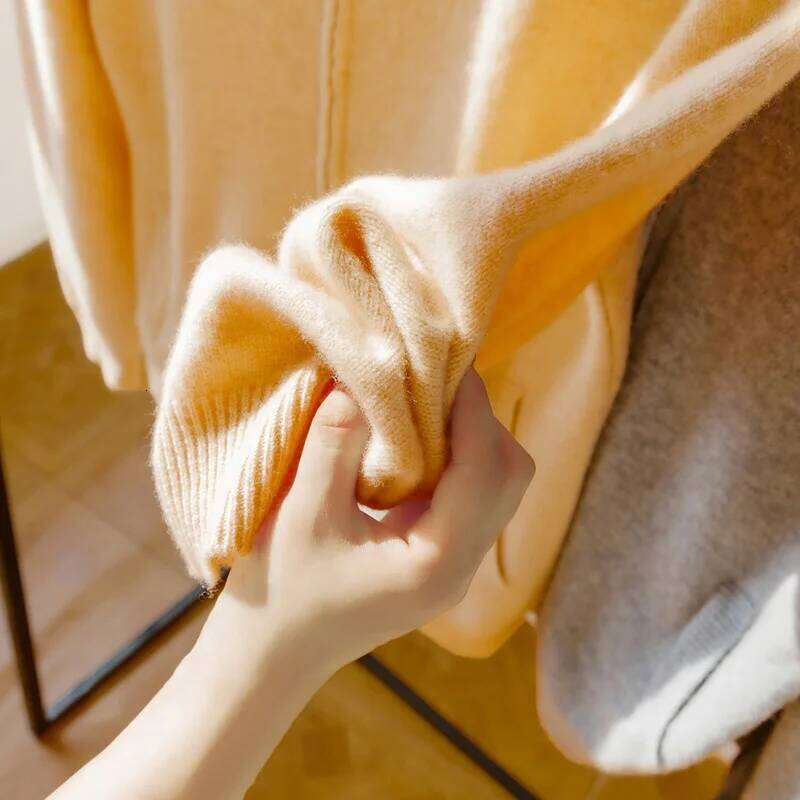 Men's 100% Merino Wool Sweater Knitted Zippered Cardigan Cashmere Thickened Jacket Long Sleeve Stand Collar Tops, Autumn, Winter MDNG