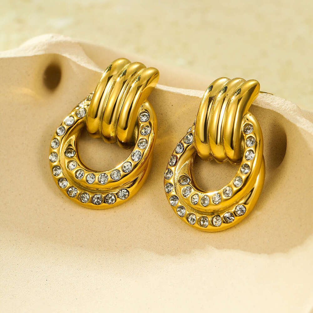 Stainless Irregular Ring Buckle Autumn and Winter Titanium Steel Fashion High-end Light Earrings for Women