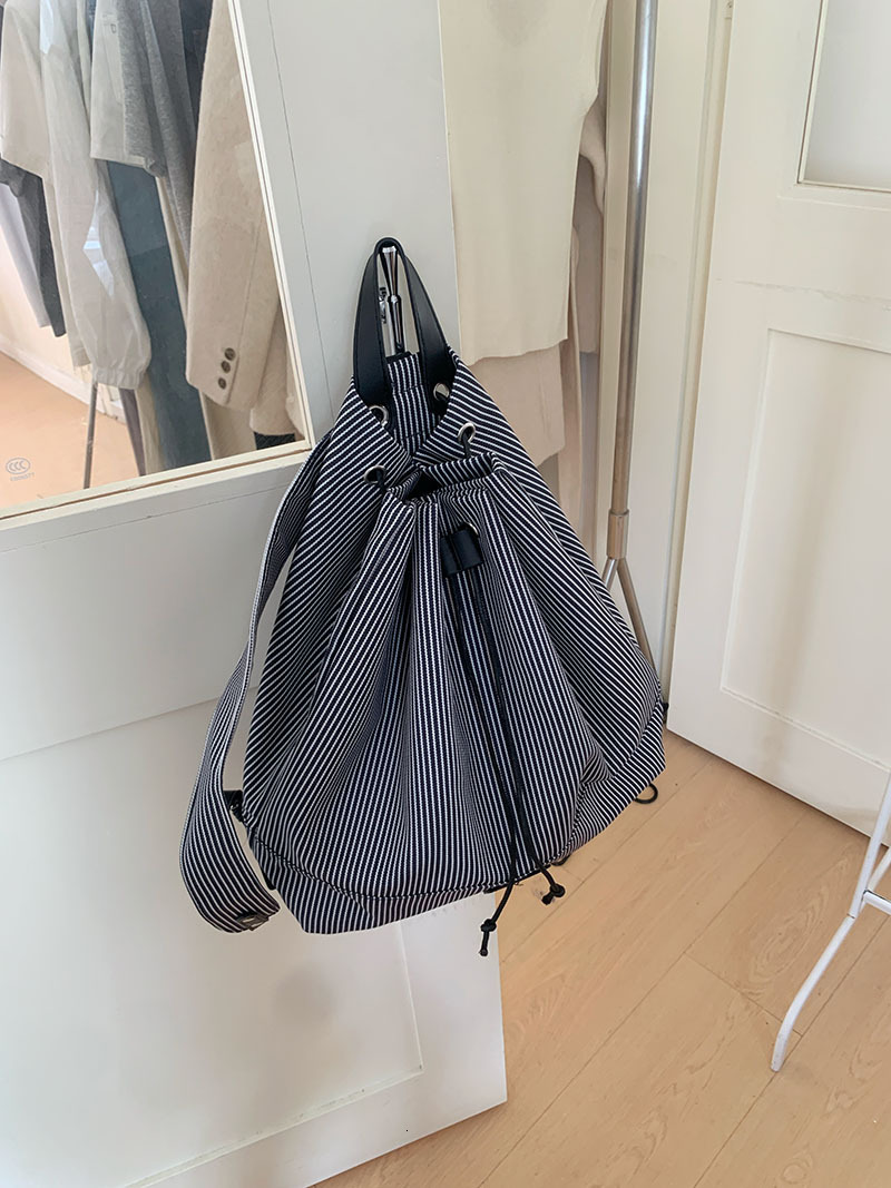 Designer Bag Student Casual Backpack For Women 2025 Summer New Trend Korean Striped Canvas Bag Versatile Luxury Bag Large Capacity Backpack Tote Bag