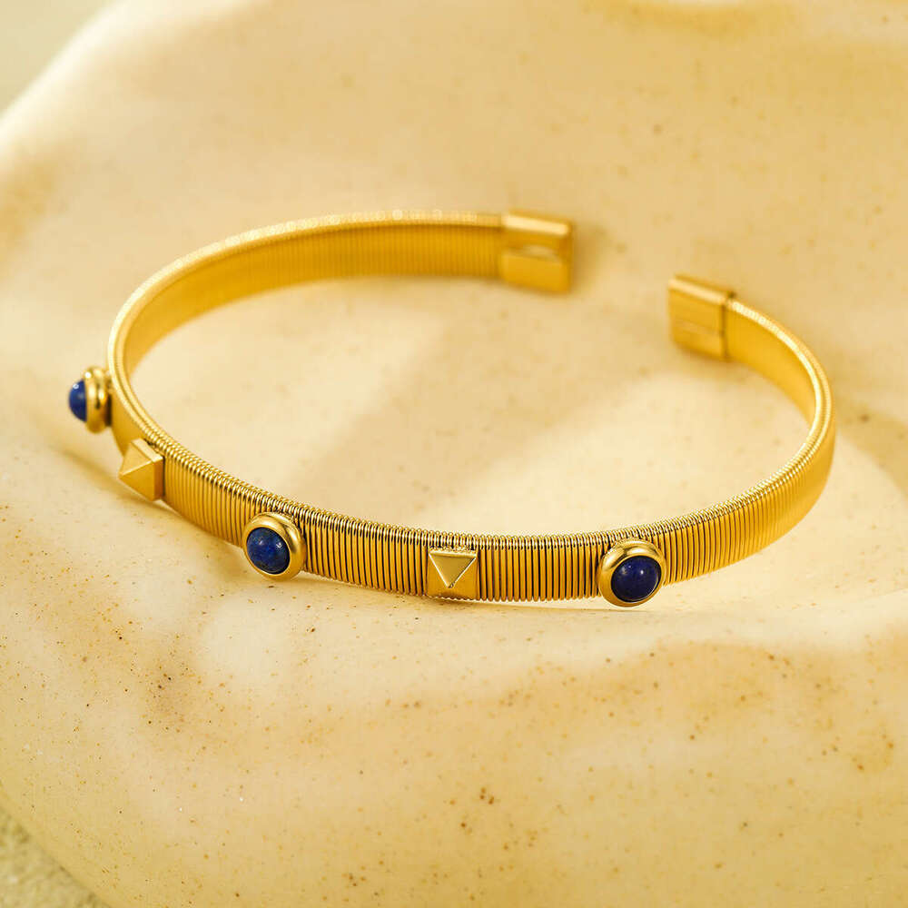 High-End Jewelry Women's Gold with Cat's Eye Stone Stainless Steel Bracelet for Women