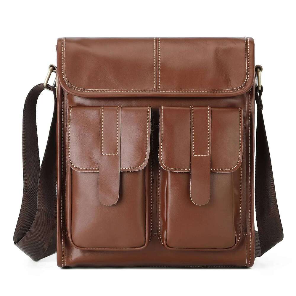 2025 Genuine Male's Crossbody Casual Business Real Leather Men's Messenger Bag Vintage Men Zipper Shoulder Handbags