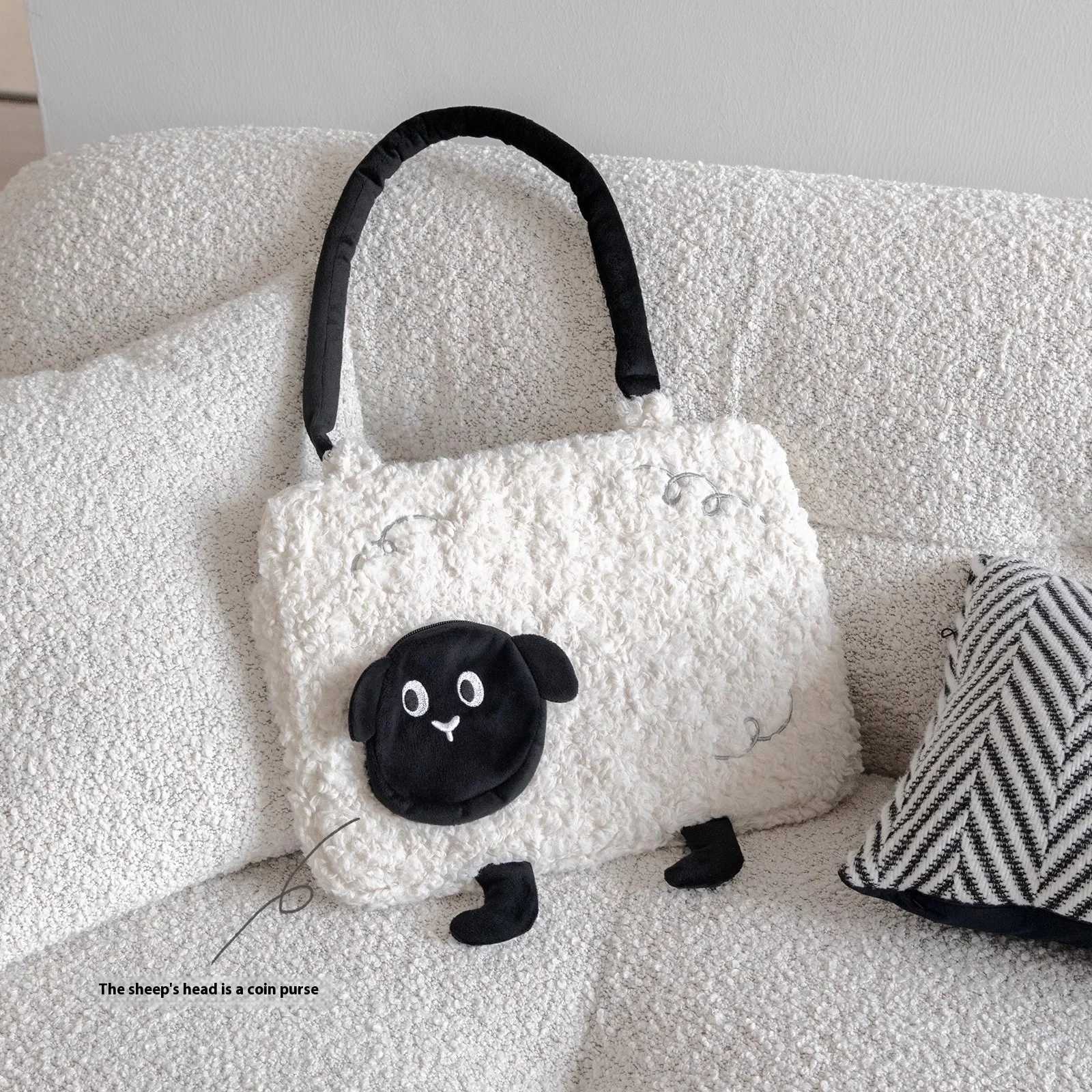 ute Plush Sheep Laptop Bag Notebook Pouch for MacBook Air Pro 13 14 15 Dell Samsung Xiaomi 15.6 16 Inch Laptop Shoulder Bag y250730