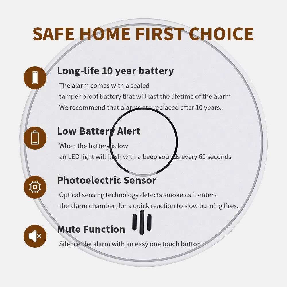 Standalone Smoke Alarm customization V-Come Advanced Alarm Detector with Long-Lasting Lithium Battery for Home Safety VS02