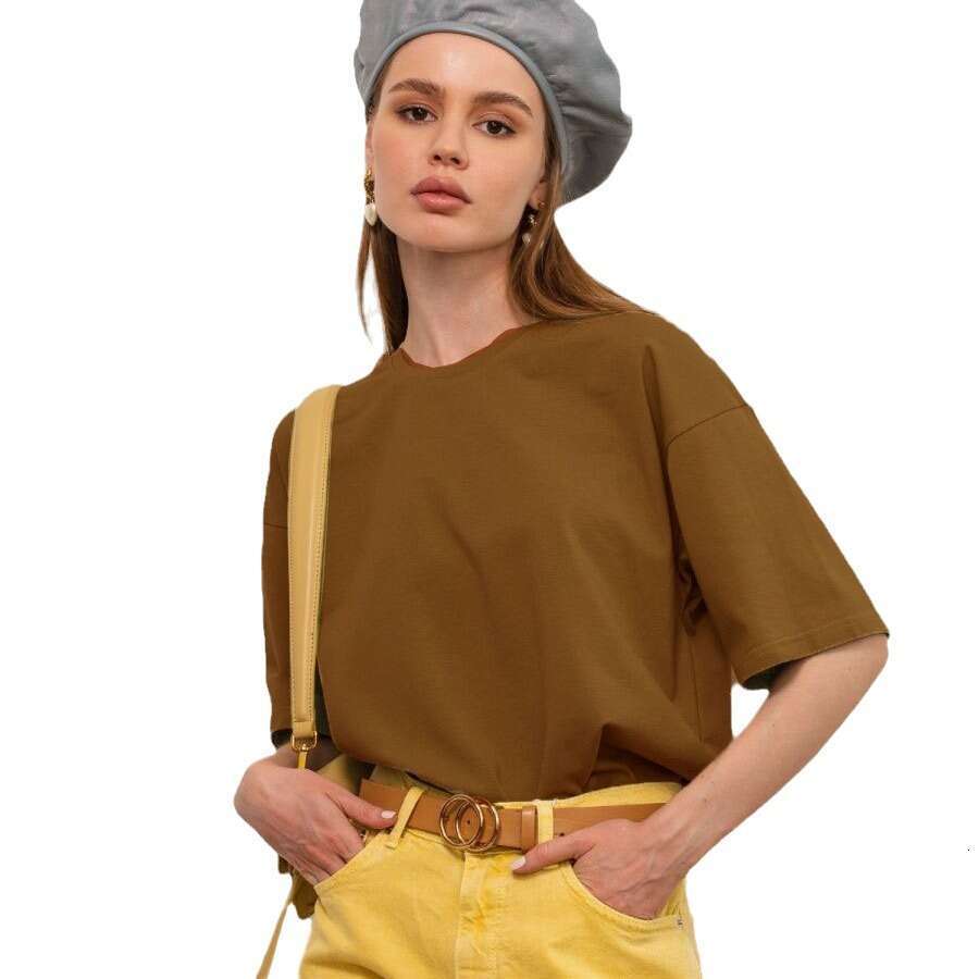 Summer Women's Pure Cotton 16 Colors Basic Loose Top Ins Style Soft T-Shirt B5