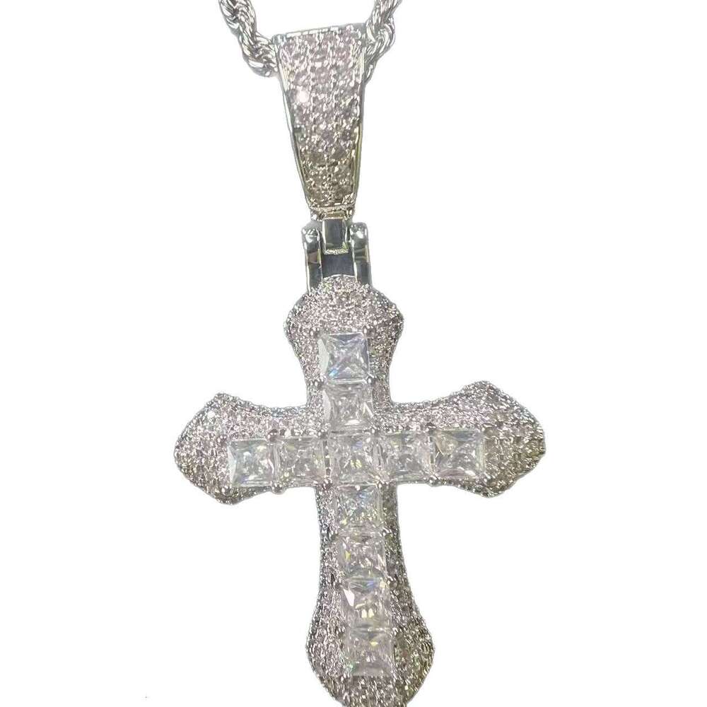 Zirconia Cross Pendant Fashion Classic Style Versatile Braided Chain Necklace