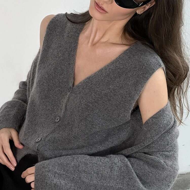 Spring And Autumn New Knitted Two-Piece Set Vest Long Sweater Cardigan Women's OL Suit B5