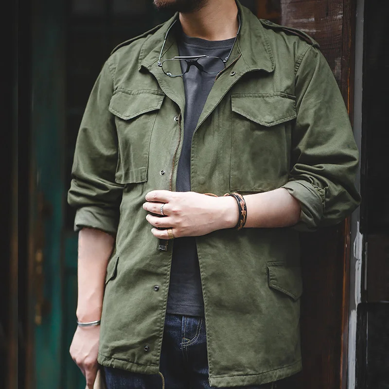 Maden M65 Vintage Coat Parka Cotton Standard Conventional Size Multi Pocket Slim Green Field Jacket for Mens Spring and Autumn 250730