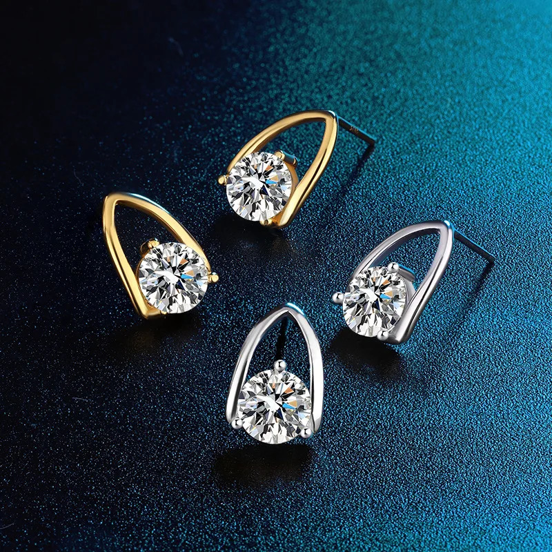 TBCYD 2CT D Color Round Stud Earrings For Women S925 Silver 18K Gold Plated Diamond Ear Studs Christmas Gifts Jewelry 250722