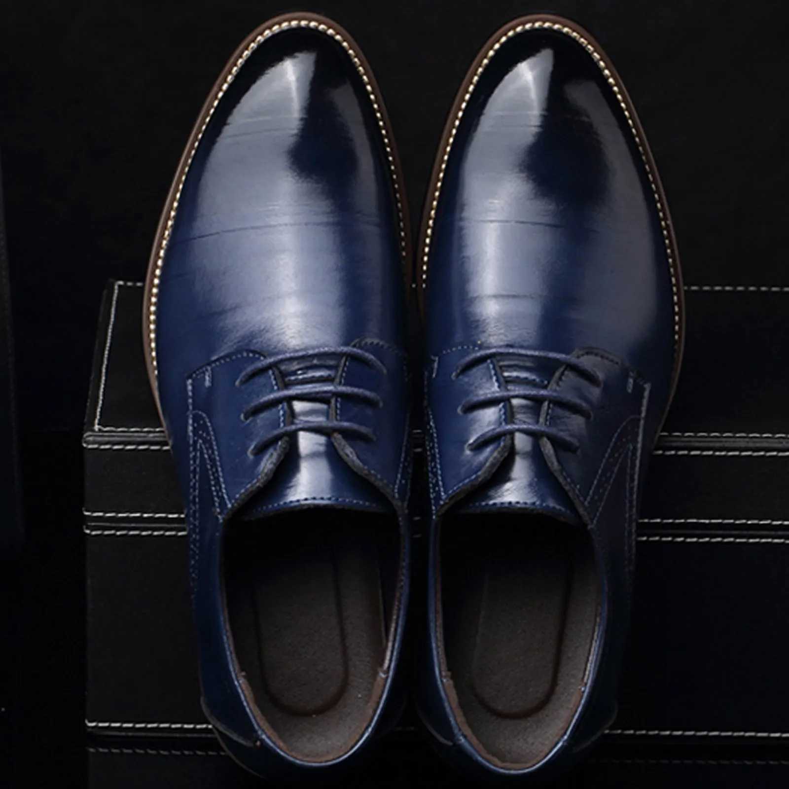 2 Mens Soft Leather Slip-on Shoes Classical Style Shoes for Men Slip-on PU Leather Low Rubber Sole Block Heel Work Eye Y250730