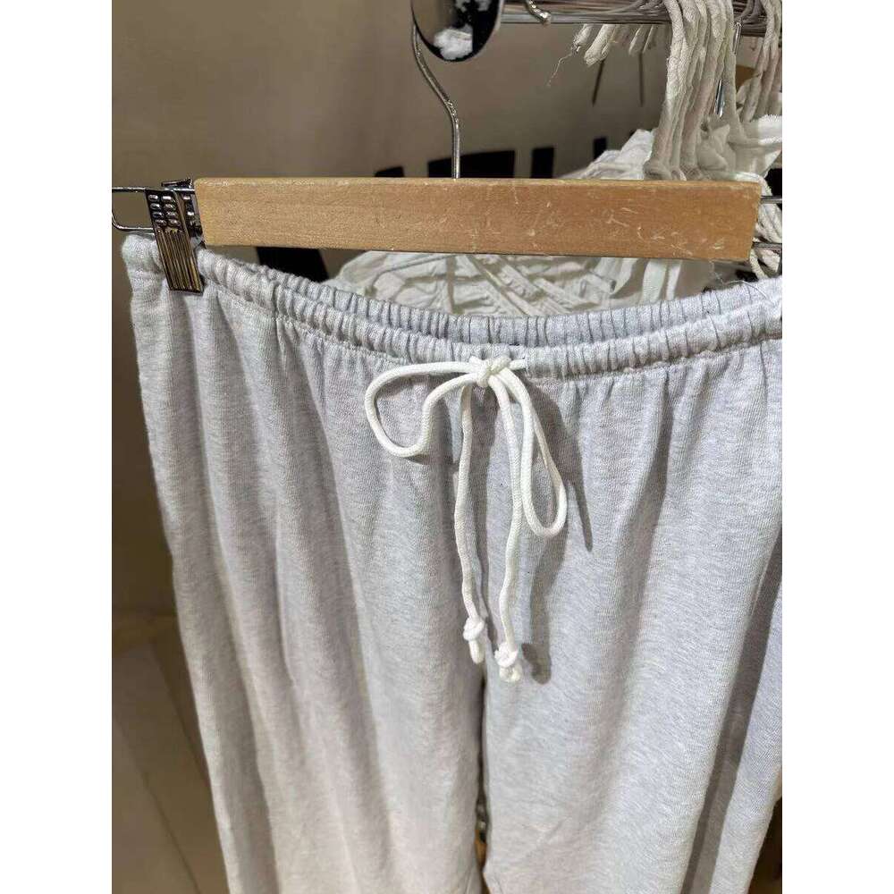 Solid Drawstring Straight Sweatpants Women Autumn High Waist Soft Cotton Trousers Casual Vintage Streetwear Sport Long Pant Y2k MDNG