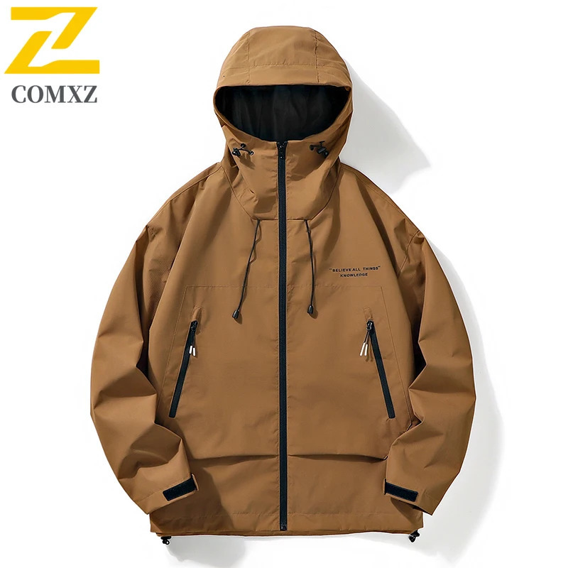 Mens Jacket Autumn Baggy Hooded Waterproof Windproof Rush Coats Outdoor Camping Trekking Travel Breathable Windbreaker 250730