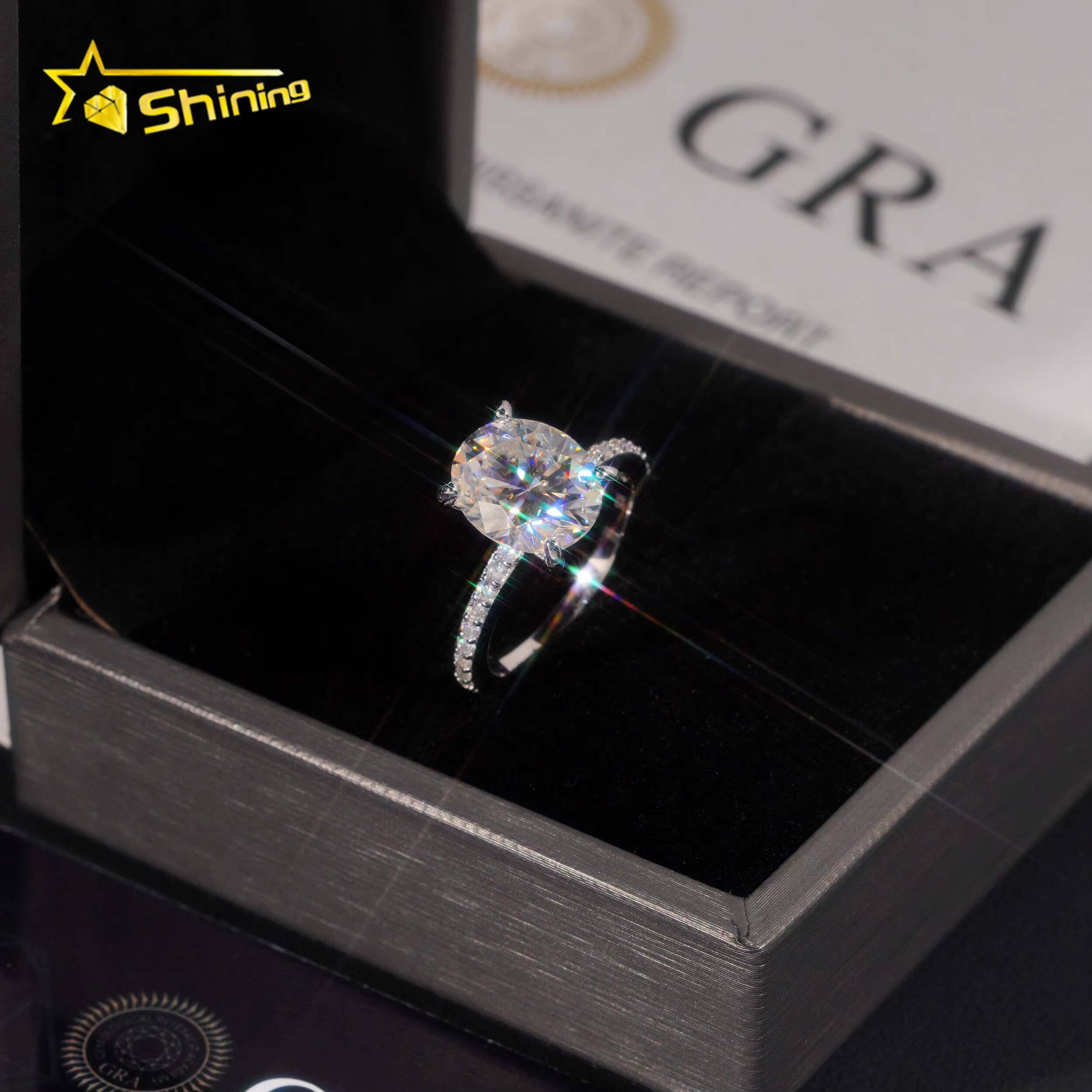 Fine Jewelry 925 Silver Ring Classic D Color VVS Oval Cut Moissanite Ring GRA Certificate Custom Engagement Ring for Women