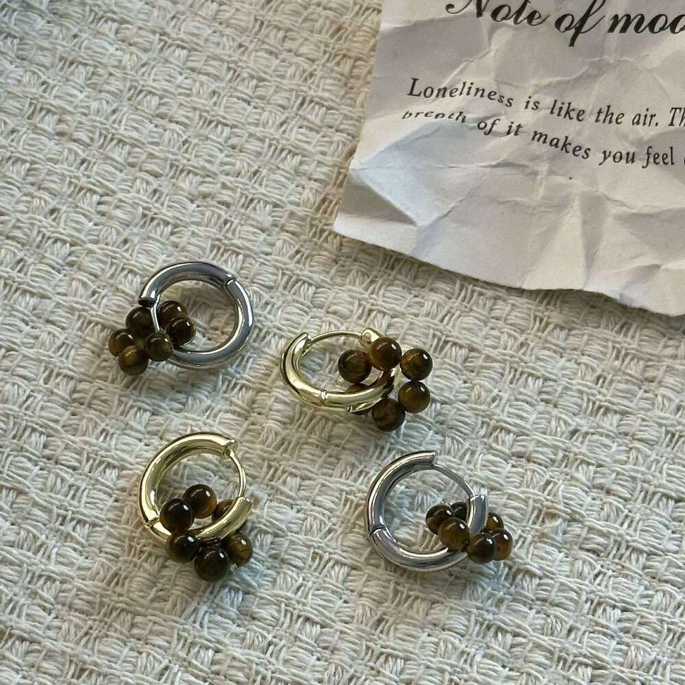 New Beaded Melad Color Hoop for Women Simple Earrings Ins Style Versatile Fashionable Elegant Gentle Ear Accessories da6