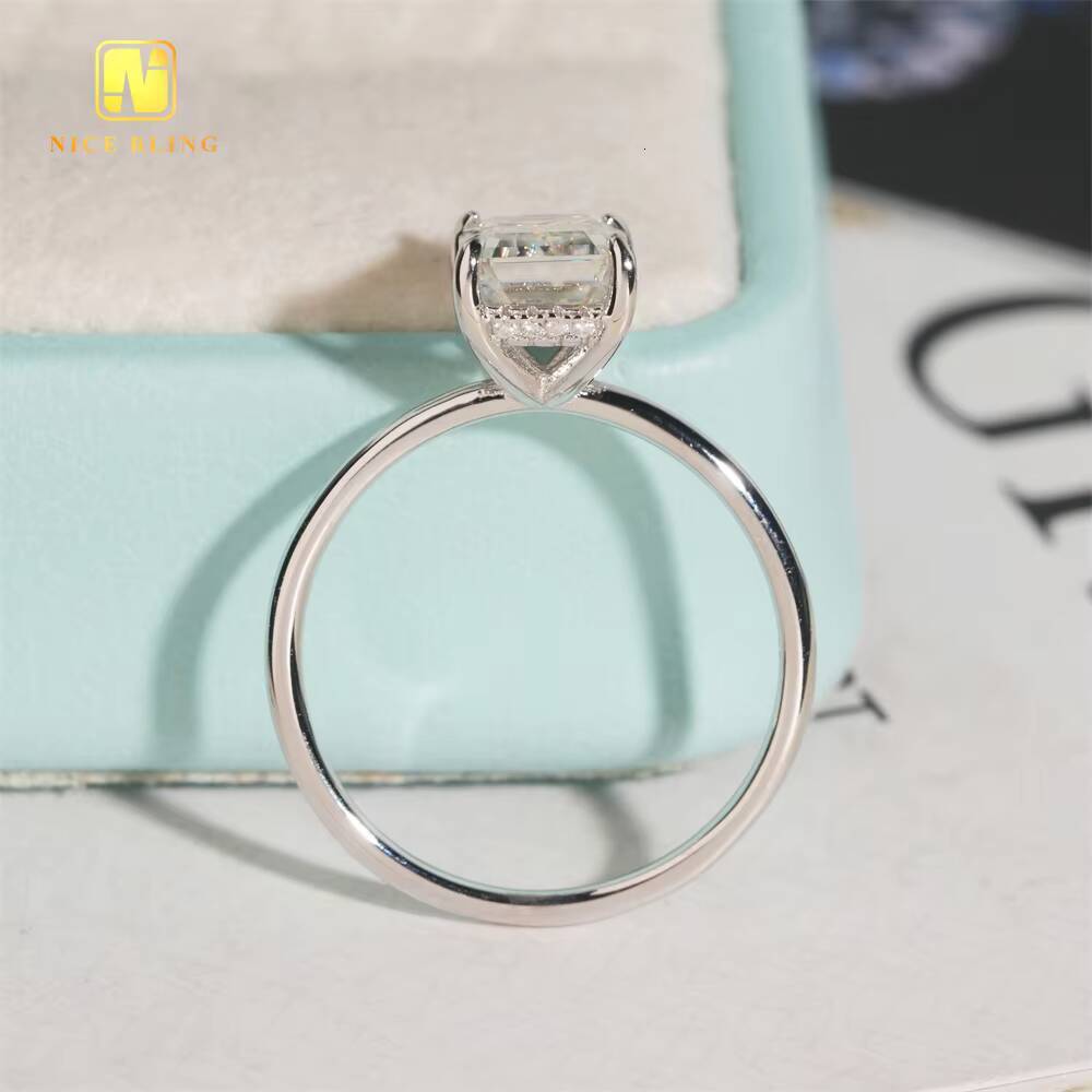 Classic Design Emerald Cut Square 925 Silver Diamond Princess Ring Fashion Engagement Jewelry for Women Wedding Ring