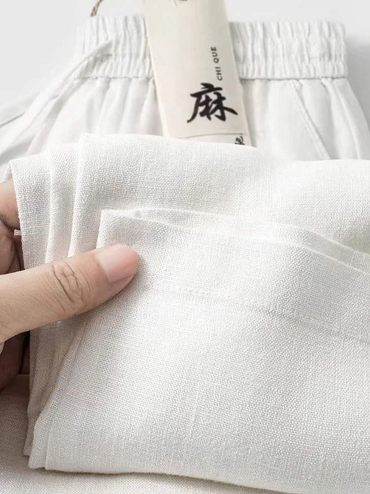 Straight Casual Cotton Linen Pants Men Wide Leg Lightweight Baggy Sweatpants Male Walking Jogger Trousers Work 250724