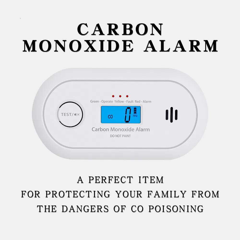 Wireless Interlinked Carbon Monoxide Alarm Sensor Co Alarm Digital LCD Display, Carbon Monoxide Detector Replaceable Cr123A Battery, En VC21F