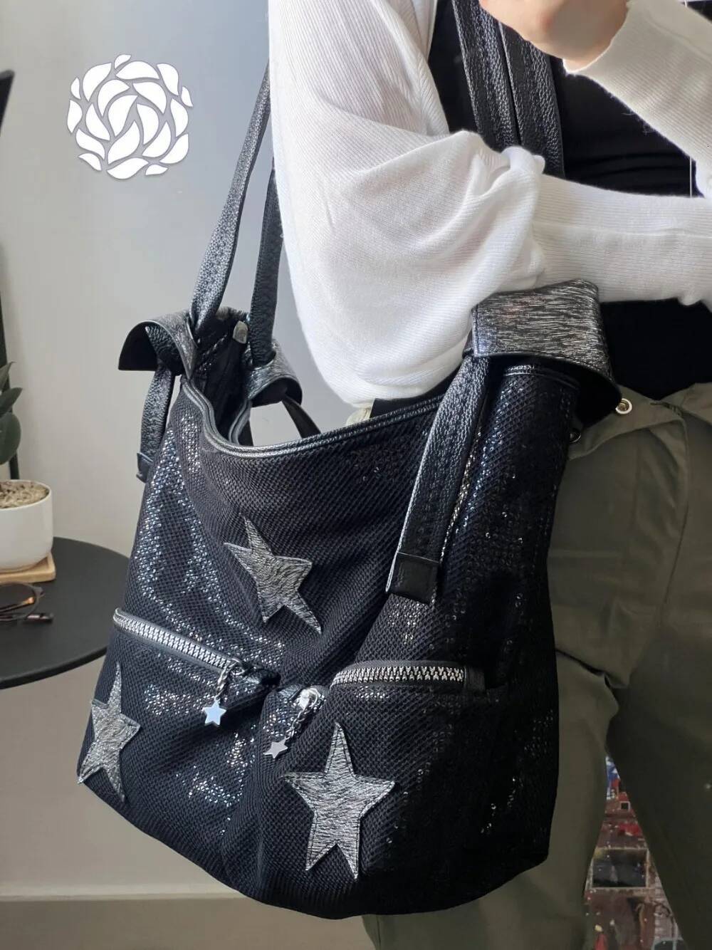 Large Capacity Casual New Star Shoulder Bag Spice Girls Sequin Vintage Women Totes Commuter Personalized Korea Single-Shoulder
