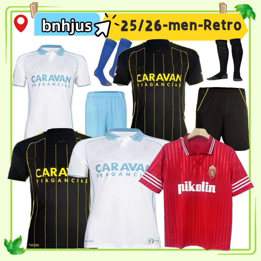 25 26 SOBERON LISO Real Zaragoza Soccer Jerseys 1992 1993 1994 1995 1996 1997 1998 2001 2002 2004 Retro BERMEJO SIMEONE CAMISETA 2025 2026 football shirt men kids kit 66