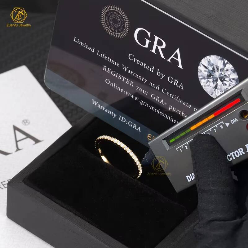 925 Sterling Silver Moissanite Eternity Band Diamond Engagement Wedding Ring Stackable 18K Gold Plated Rings Jewelry Women