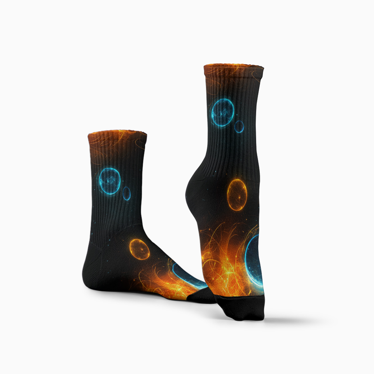Space Themed Glowing Circles Print Blend Unisex Tube Designer Socks C101