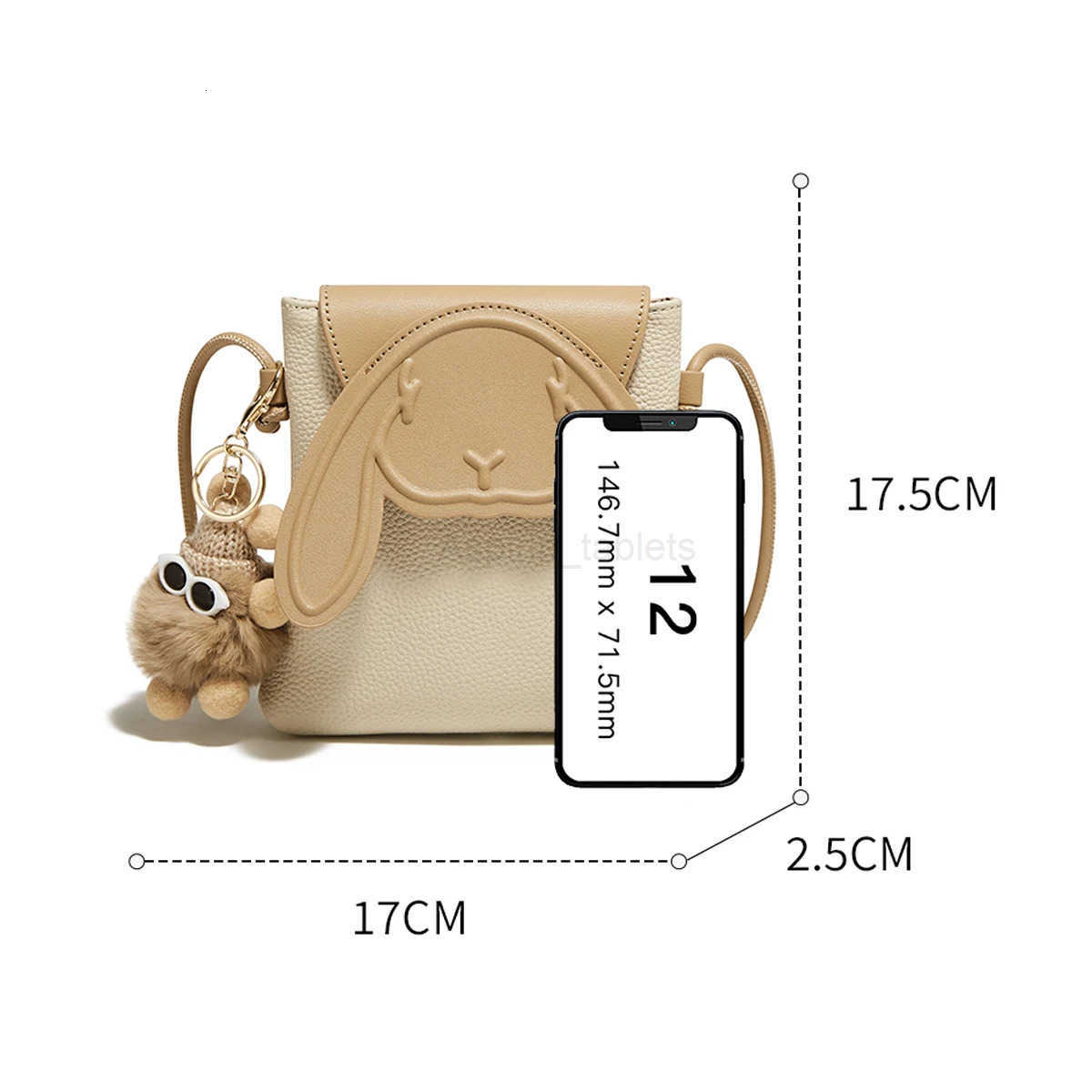 Women Leather Cute Rabbit Design Shoulder Bag Small Crossbody Bag Cellphone Bag M250730