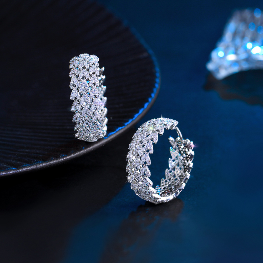 2025 Choucong Clip Earrings Luxury Jewelry 925 Sterling Silver 18K Gold Fill Pave White 5A Cubic Zircon CZ Diamond Hollow lace Women Wedding Earring G