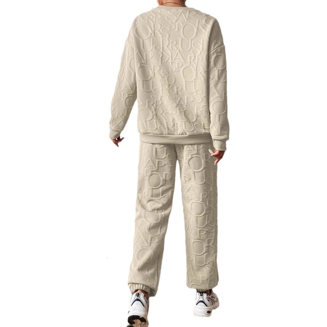 F2050 Autumn and Winter New Product Womens Autumn and Winter Round Neck Sweatshirt fashion loose Pants Set